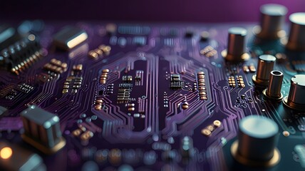 Fototapeta na wymiar Close-Up View of a High-Tech Circuit Board Design