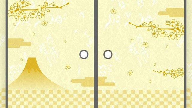 ふすまが閉まる和風の動画アニメーション素材
