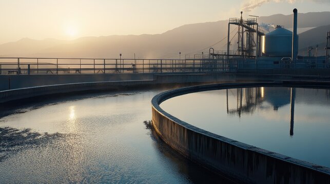 A wastewater treatment plant with a sand filter.