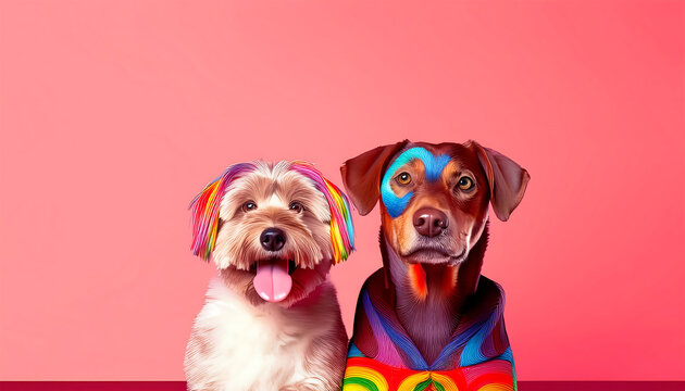  Close-up portrait of young and old dogs together, capturing the bond between pets. _1(265)