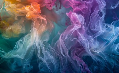 Artistic wallpaper featuring a delicate swirling flow of bright colours and swirling patterns.