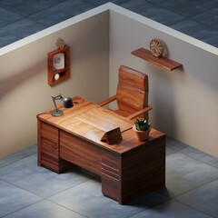 3d isometric minimal office 