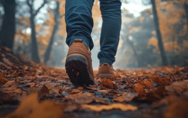 Naklejka premium Walking at the autumn professional advertising poster realistic instagram photo