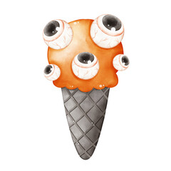 Halloween illustration of ice cream cone