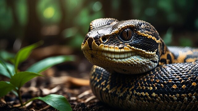 big python in a forest