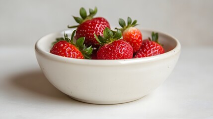 10. A classic white ceramic bowl with a few strawberries