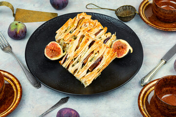 Filo pastry and fig pie.