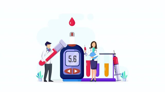 Medicine diabetes concept. Animation video 2d clip 4k	
