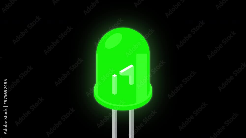 Aufkleber green led isometric animation. led semiconductor composition. light emitting diode. electronic compo