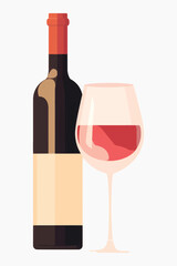 Elegant wine bottle and glass