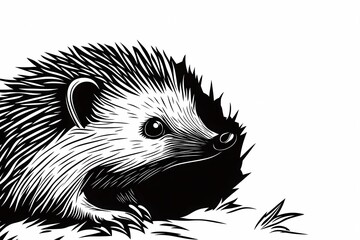 Obraz premium Cute hedgehog coloring page for kids, ideal for creative learning fun.