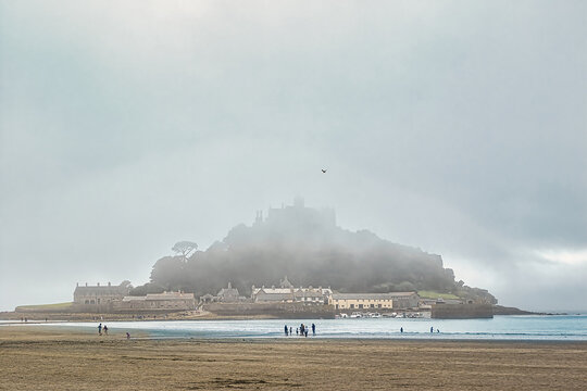 Misty Coastal Castle Landscape in Penzance, Cornwall, UK