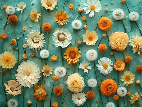 An artistic canvas of delicate flowers of nature.