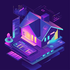 Fototapeta premium Smart Home Energy Dashboard Isometric Vector Illustration