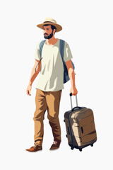 Traveler with suitcase illustration