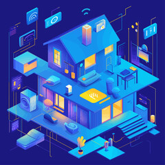 Home Energy Efficiency Monitoring System Isometric Illustration