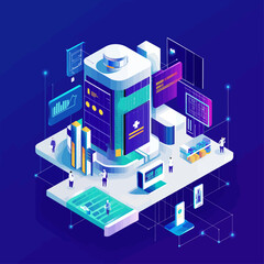 Modern Telehealth Station Isometric Illustration