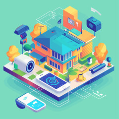 Isometric Remote Server Monitoring Security Illustration