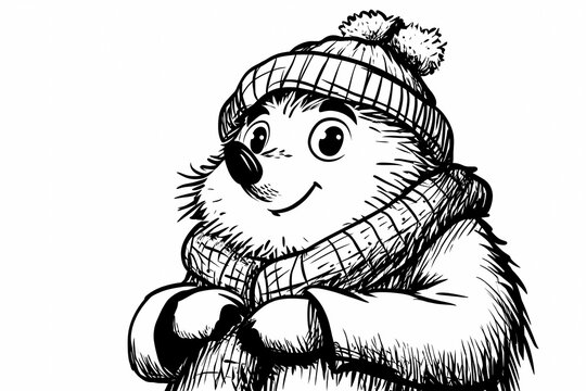 recommend clip art: Cute hedgehog coloring page for kids, ideal for creative learning fun.