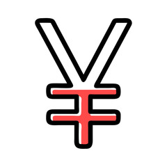 Obraz premium Yen sign vector icon illustration in red and black for currency concept 