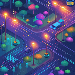 Smart City Street Isometric Vector Illustration