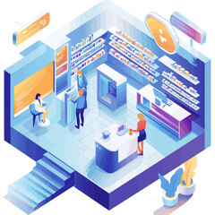 Fototapeta premium Modern Telehealth Kiosk with Doctor Consultation