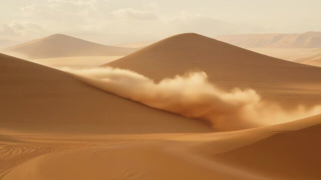 Dramatic sand storm in sand dunes in the desert
