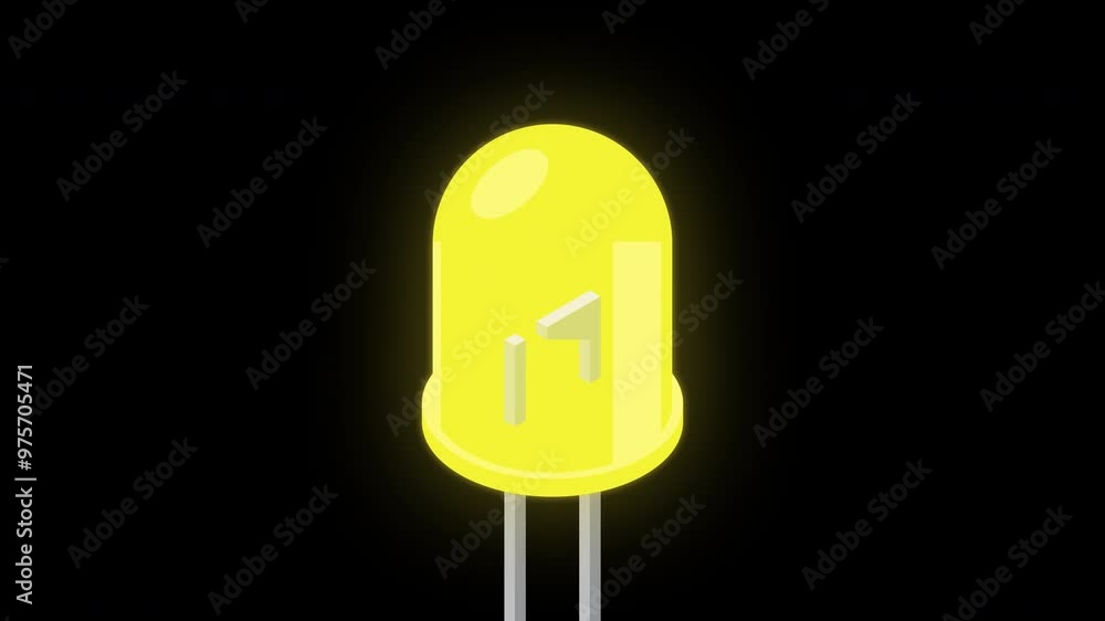Aufkleber yellow led isometric animation. led semiconductor composition. light emitting diode. electronic comp