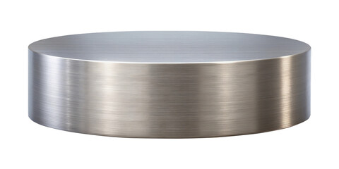 Brushed metal pedestal with a matte finish, ideal for displaying modern decor or industrial-style pieces. Minimalist design add a sleek touch to interiors. Isolated on transparent background, png.