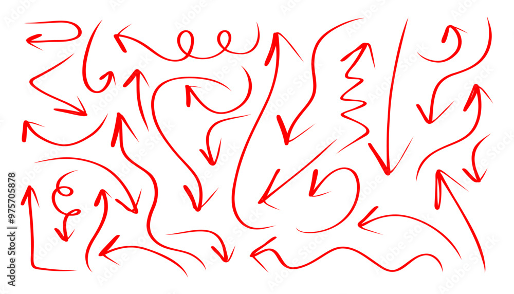 Aufkleber background with many red arrows pointing in different directions