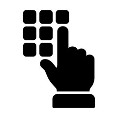 Hand finger entering pin code icon