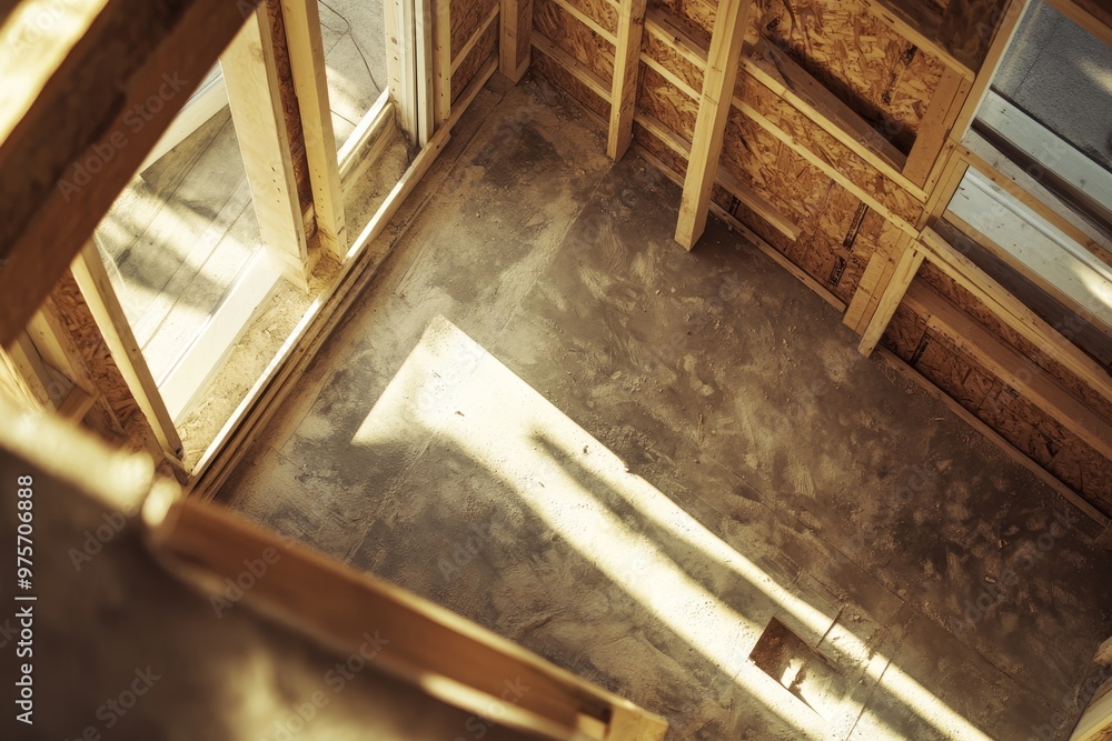 Poster captivating image of house under construction showcasing architectural progress and design elements