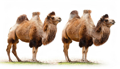 Two camels on a white background