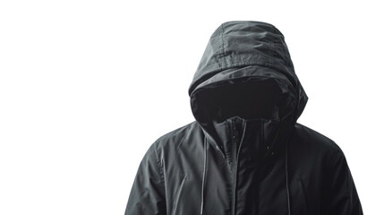 Winter man's jacket with hood mockup on transparent background