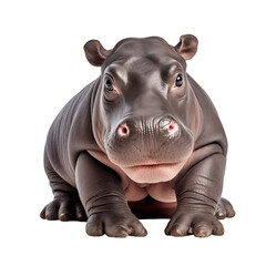 Fototapeta premium Close-Up Of A Baby Hippopotamus Resting On A Transparent Background
