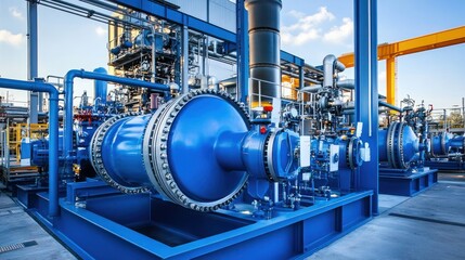 Large-scale LPG gas systems at a power generation plant with visible turbines and equipment