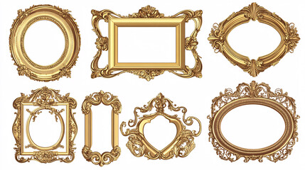 Obraz premium Ornate Gold Picture Frames Set