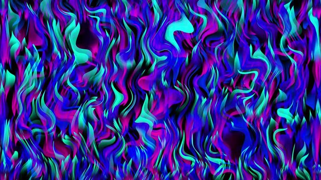 Dynamic fluid wave animation in neon blue and purple. Flowing movements create smoky, abstract, and psychedelic effects, ideal for energetic, futuristic, or digital-themed projects.