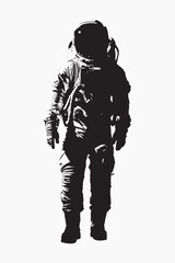 Monochrome astronaut silhouette space exploration