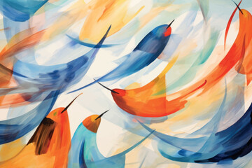 Colorful abstract bird painting