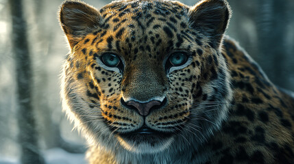 Naklejka premium Wild Leopard Portrait in the Forest