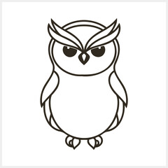 Doodle owl icon isolated. Animal art. Coloring page book. Sketch vector stock illustration