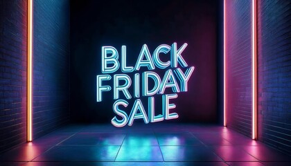 Vibrant neon sign announcing Black Friday sale in a modern, stylish setting. Perfect for marketing and promotional materials.