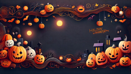  Halloween sale banners or party invitations, featuring festive calligraphy and spooky eleme_1(565)