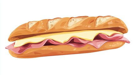 Delicious Ham and Cheese Sandwich on a Crusty Roll