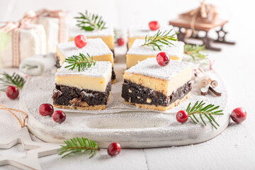 Sweet Poppy seed cheesecake for Christmas with poppy and cheese.