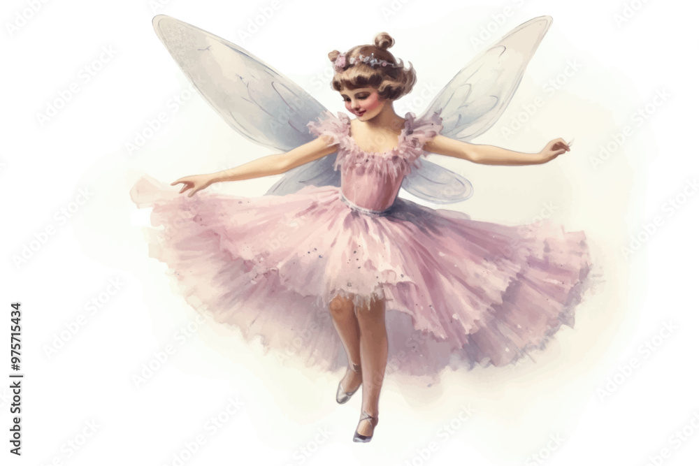 Wall mural graceful fairy in pink dress