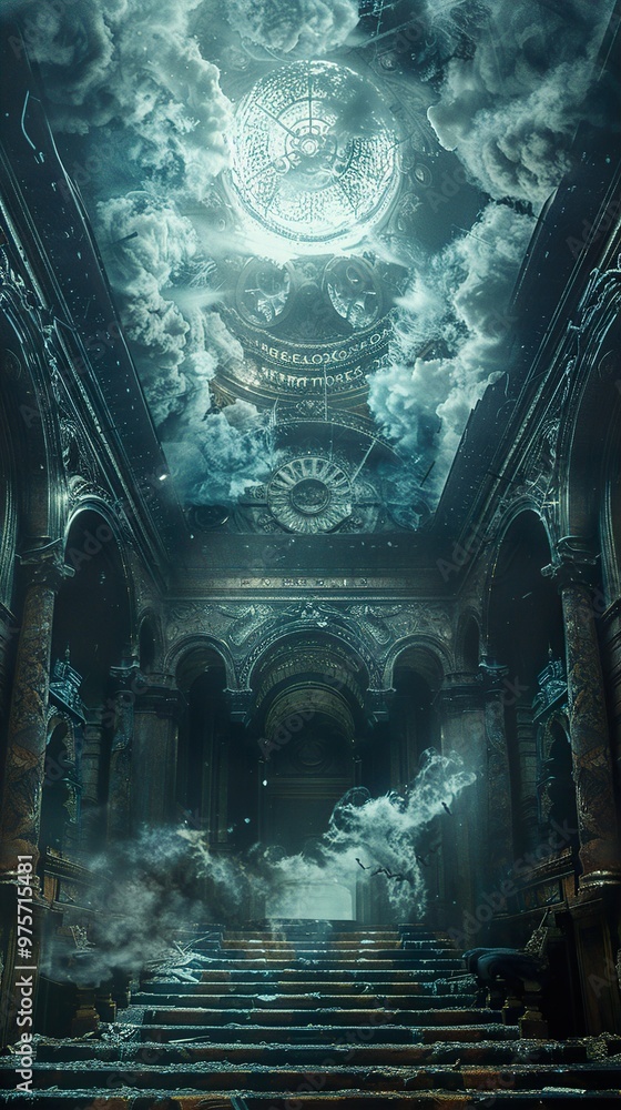 Canvas Prints Eerie Interior of an Abandoned Palace