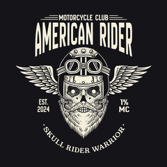Vintage bikers emblem with skull head. motorcycle club logo. vector eps 10