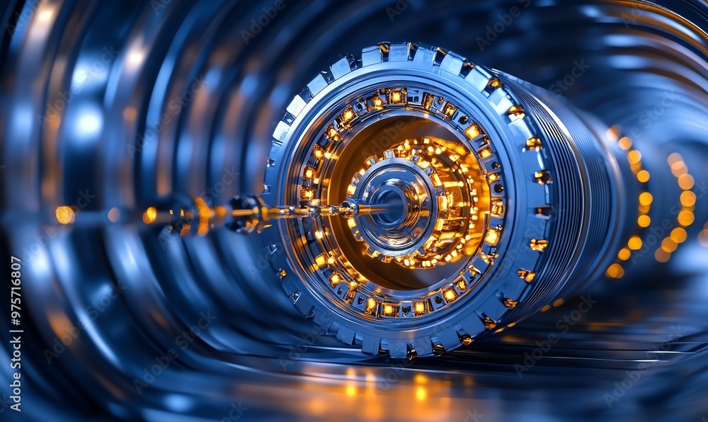 Poster quantum computing lab for financial modeling, a high-tech environment featuring advanced quantum com